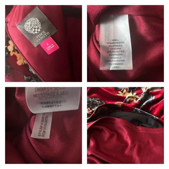 Vince Camuto Velvet Floral Ruched Short Sleeve Dress Size 2 - Picture 9 of 13